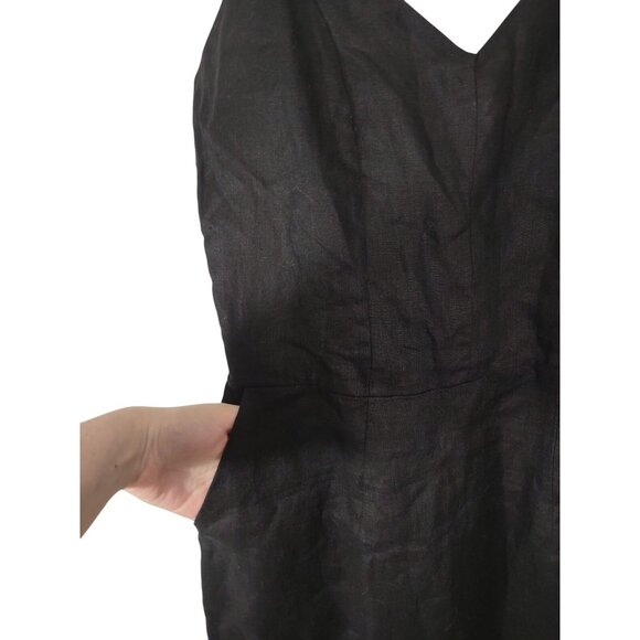 Lu-ciee Black Linen Pencil Dress Minimalist Eco Friendly Beachy Sustainable Sz L - Picture 6 of 9